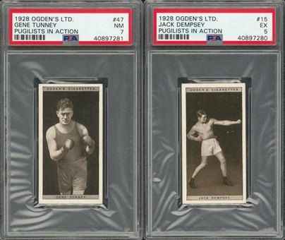 1928 Ogdens Ltd. "Pugilists in Action" Complete Set (50) – Featuring Jack Dempsey and Gene Tunney